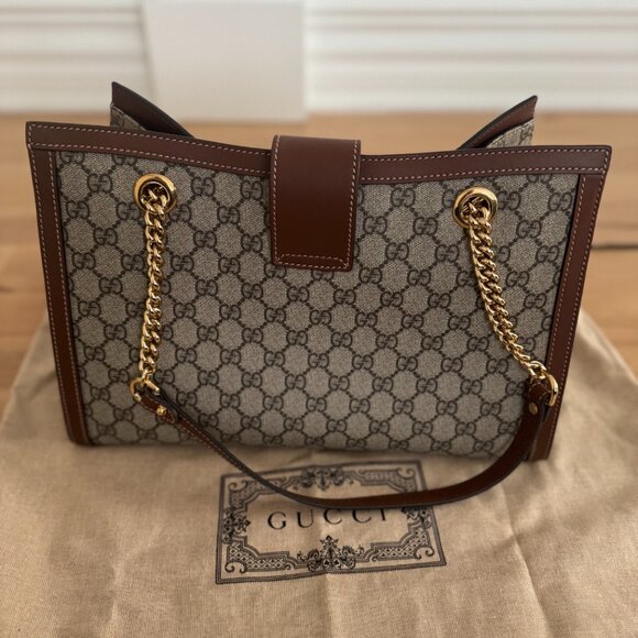 Gucci Brown GG Supreme Monogram Medium Padlock Tote - Picture 10 of 12